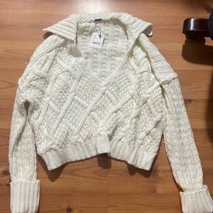 Free People Traveler Cable Pullover in Crème in Small NWT